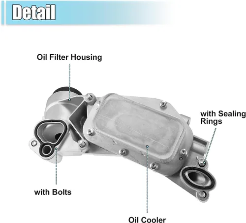 Vista 4 de X AUTOHAUX 93186324 Conjunto de adaptador de carcasa de filtro de aceite del enfriador de aceite del motor con juntas para Chevy Aveo para Chevrolet