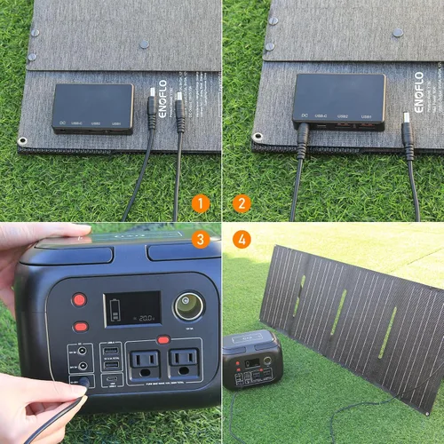 Vista 8 de Cargador de panel solar plegable portátil de 60 W para acampar al aire libre 12 voltios impermeable de alta eficiencia Kit de panel solar y estación