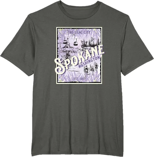 Vista 4 de Camiseta vintage Spokane Washington The Lilac City Carousel Waterfall, Negro