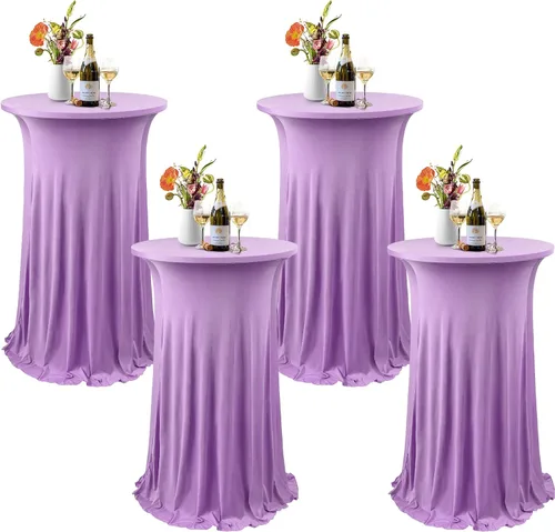 Vista 12 de ANMINY Paquete de 4 fundas para mesa de cóctel de elastano con falda con volantes, ropa de cama elástica para mesas redondas de 24 pulgadas