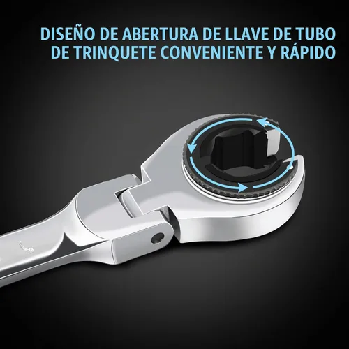 Vista 2 de LOSCHEN 1 llave de trinquete de cabeza flexible abierta 3/4, llave de trinquete SAE con 72 dientes, llave de trinquete de tubo de acero al cromo