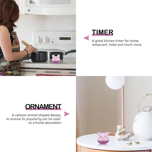 Vista 4 de Luxshiny Mechanical Cartoon Kitchen Timer Rabbit Shape, Wind-up Household Cooking Timer, Battery-Free Countdown Reminder for Time Management and