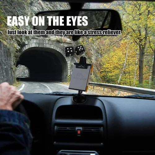 Vista 5 de CUSTOM Vagway - Espejo de automóvil con dados peludos, par de dados negros para colgar, accesorio retro vintage de felpa