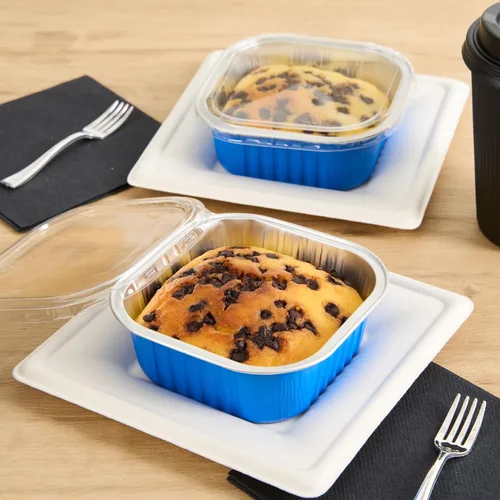 Vista 7 de Restaurantware - Moldes desechables, paquete de 100 tazas cuadradas de aluminio para hornear de 10 onzas - Las tapas se venden por separado, listas