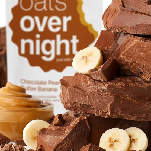 Vista 5 de Oats Overnight Chocolate Peanut Butter Banana - Avena durante la noche con 20 g de proteína, batido proteico de desayuno alto en fibra - Harina