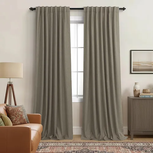 Vista 34 de KOUFALL - Cortinas de medio estilo francés de lino para ventana, juego de 2 cortinas cortas de 40 pulgadas de longitud, para privacidad, cortinas