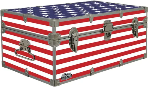 Vista 5 de C&N Footlockers Maletero de diseñador – 4 de julio – baúl de almacenamiento americana – iconos de pizarra americana - 32 x 18 x 13.5 pulgadas