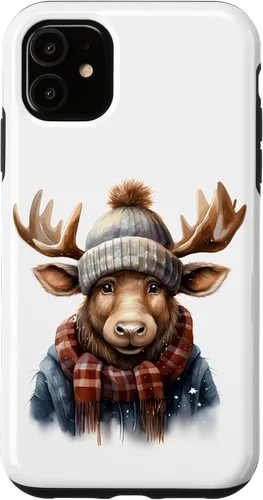 Vista 8 de Cute Moose with Winter Hat & Scarf Case for iPhone 17