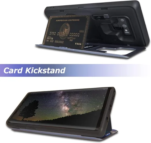 Vista 7 de TORU CX PRO - Funda para Galaxy Note 9, con tarjetero Funda protectora delgada con tarjetas de crédito ocultas, cartera con compartimento