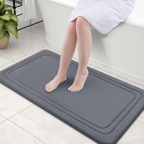 Vista 87 de Grandaily Alfombra de Baño de Espuma Viscoelástica 24x16, Ultra Suave, Antideslizante y Absorbente, Alfombras de Baño Lavables a Máquina y Secables