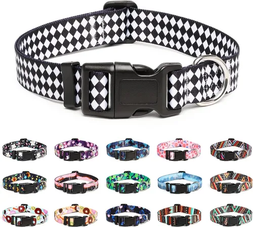 Vista 38 de Mercano - Collar ajustable para perro, patrones de diseño especial, collar de nailon suave cómodo y duradero para perros pequeños, medianos