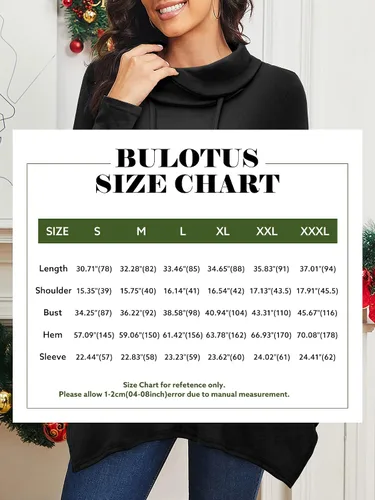 Vista 7 de Bulotus - Túnica de manga larga para mujer, cuello asimétrico, dobladillo con bolsillos
