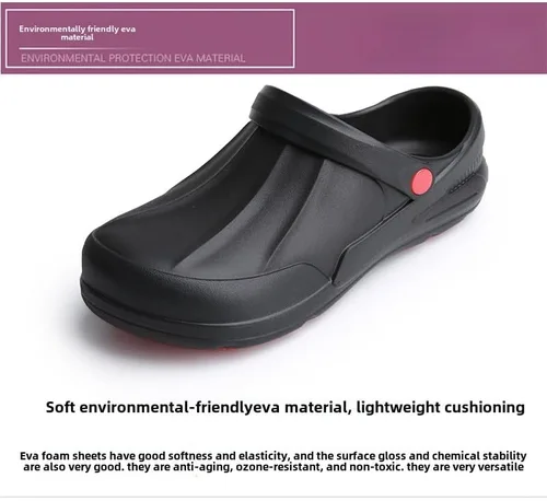 Vista 5 de Zapatos de chef para hombre, antideslizantes, resistentes al aceite, impermeables, zapatos de trabajo de seguridad, cómodos zapatos de enfermería