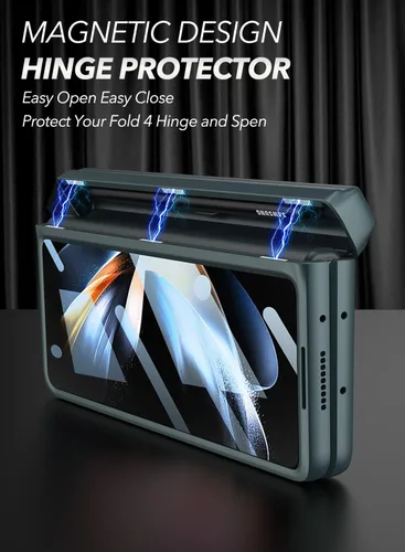 Vista 5 de ELEPIK Armor PRO Series - Funda para Galaxy Z Fold 4 con protector de pantalla de vidrio templado integrado, soporte cerrado para S Pen