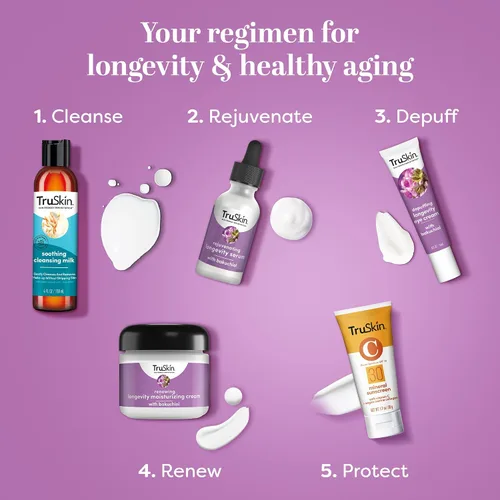 Vista 5 de TruSkin Crema hidratante Longevity – Revolucionario hidratante facial con bakuchiol y algas de nieve – Envejecimiento saludable Alternativa suave al