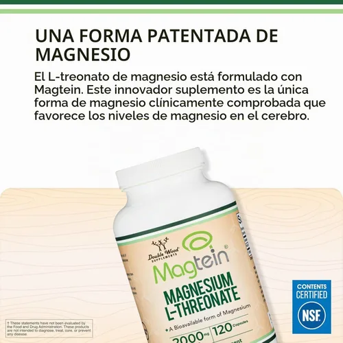 Vista 3 de Cápsulas de magnesio L threonate, suplemento de alta absorción, forma biodisponible, 0.7 oz, 100 cápsulas