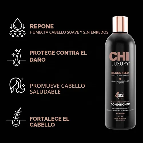 Vista 4 de CHI Acondicionador de reposición de humedad de aceite de semilla negra de lujo, 12 onzas líquidas