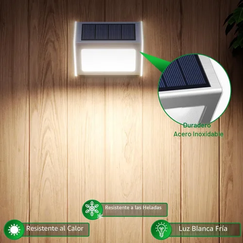 Vista 8 de Luces solares de cubierta brillante 3 luces LED de escalera impermeables para valla de acero inoxidable al aire libre lámpara solar para patio
