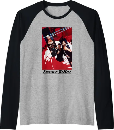 Vista 14 de Official James Bond 007 Licence To Kill - Camiseta de béisbol raglán, Negro - Negro/Blanco