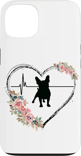 Vista 7 de French Bulldog Heartbeat with Flowers On White Case for iPhone 17