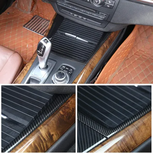 Vista 11 de Adhesivo de plástico ABS para marco de portavasos de consola central de coche para BMW X5 E70 X6 E71 2008-2013 Accesorios de automóvil (Negro)