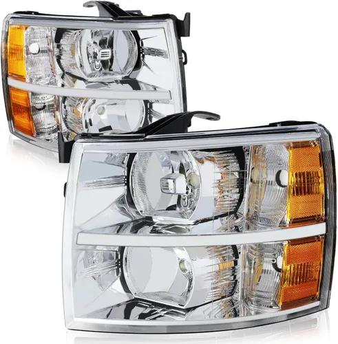 Vista 10 de Auto Dynasty Conjunto de faros halógenos compatible con Chevy Silverado 1500 2500HD 3500 GMT900 2007 2008 2009 2010 2011 2012 2013 2014, lado