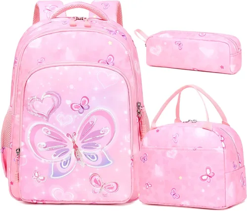 Vista 40 de Juego de mochila para niñas con diseño de unicornio, mochila escolar para niños, mochila para libros para niñas, set 3 en 1, regreso a clases