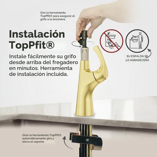 Vista 5 de Pfister Talega - Grifo de cocina extraíble en oro cepillado