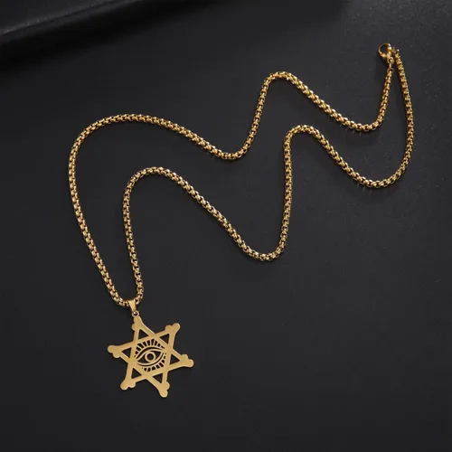 Vista 29 de EUEAVAN Collar con dije de estrella de David contra el mal de ojo de seis puntas con dije de estrella de David, hexagrama demoníaco religioso