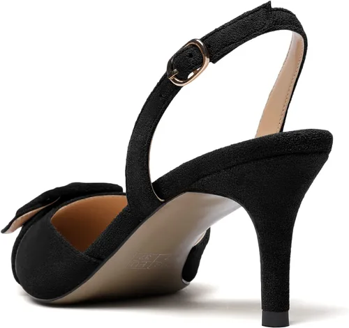 Vista 6 de YODEKS Zapatos de vestir con tacón bajo y puntera puntiaguda con correa de tobillo para mujer
