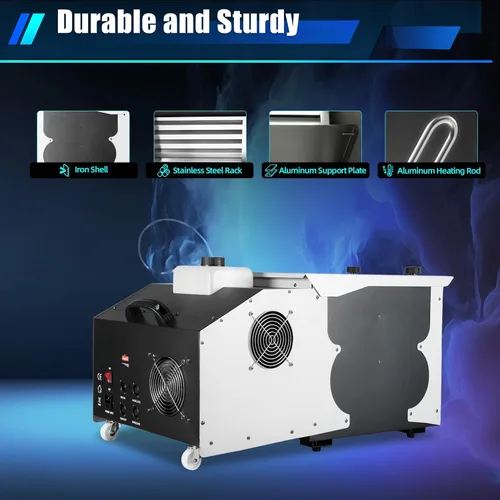Vista 5 de Máquina de niebla de humo bajo de 3000 W, nebulizador de escenario, máquina de humo de piso para escenario de club, boda, teatro, negro, crea una