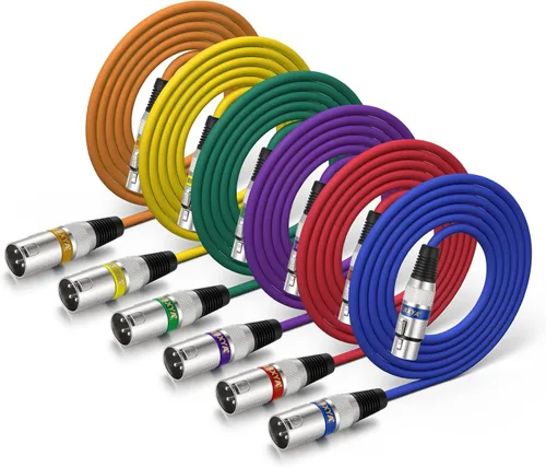 Vista 9 de EBXYA Cable XLR de 2 pies, paquete de 10 unidades, 3 pines, cable de micrófono XLR equilibrado macho a hembra, adecuado para mezclador de audio 10
