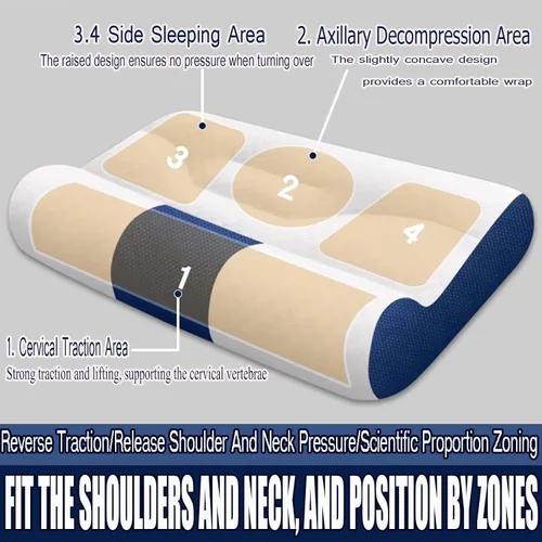 Vista 3 de Almohada ergonómica de plumón de ganso, soporte cervical para mejorar el sueño, espuma viscoelástica de ganso, almohada cervical para dormir Azul