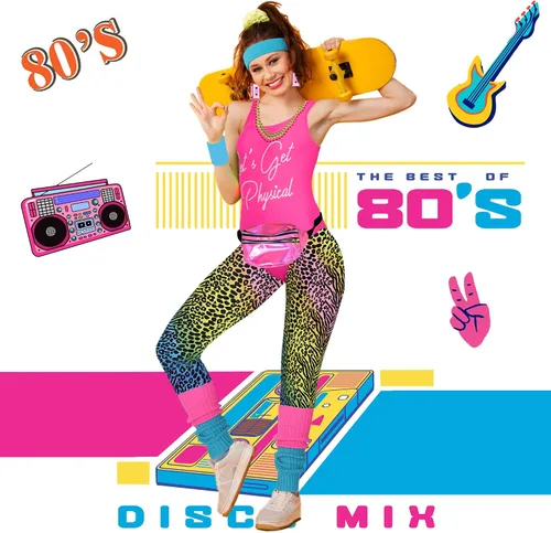Vista 2 de CICOCI Accesorios de los años 80 para mujer, ropa de entrenamiento de los años 80, disfraz de los años 80, conjunto retro para fiestas calentadores