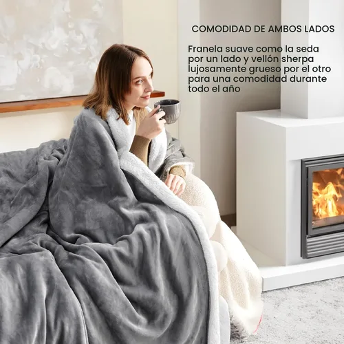Vista 3 de Bedsure GentleSoft - Manta de forro polar Sherpa para sofá, manta de Navidad gruesa y cálida para invierno, manta de felpa suave y esponjosa como