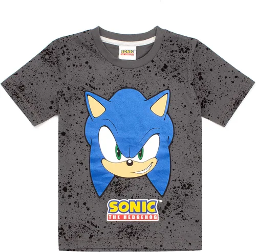 Vista 4 de Sonic The Hedgehog Pijamas para niños, personajes gamer, camiseta y pantalones cortos, conjunto de pijamas