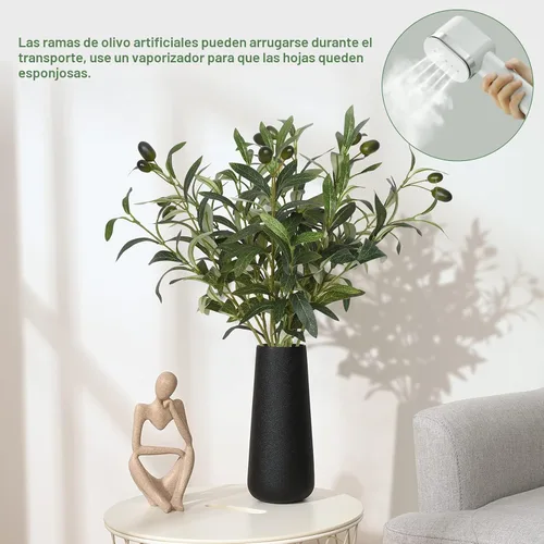 Vista 3 de Waipfaru Ramas de olivo artificiales para jarrones, ramas de olivo con aceitunas realistas, tallos de vegetación artificial para centros de mesa
