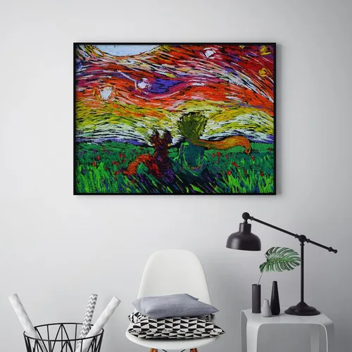 Vista 2 de Uhomate Pósters de The Little Prince Fox Le Petit Prince Vincent Van Gogh Noche estrellada para el hogar, lienzo para decoración de pared, cuarto