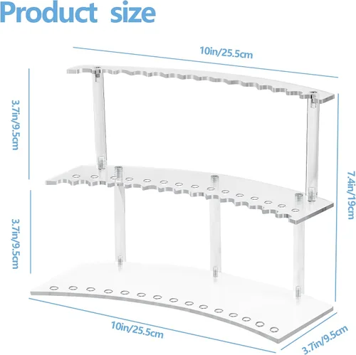 Vista 2 de Soporte organizador acrílico de 30 ranuras para bolígrafos y brochas de maquillaje, soporte de exhibición desmontable de 2 niveles para bolígrafos