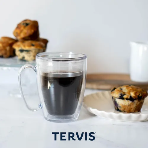 Vista 8 de Taza aislada Tervis de doble pared fabricada en Estados Unidos con logotipo principal de NHL Buffalo Sabres, mantiene las bebidas frías y calientes