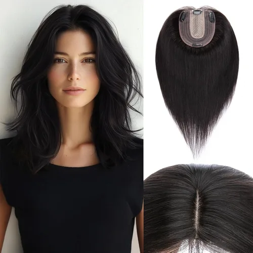 Vista 151 de Rich Choices Pelucas con topper de cabello para mujeres, cabello humano real 100% Remy, sin flequillo, para mujeres con adelgazamiento en la parte