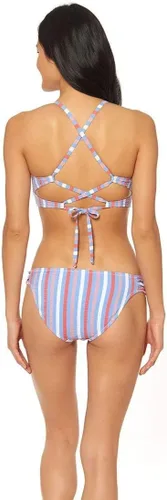 Vista 3 de Jessica Simpson Traje de baño estándar para mujer Mix & Match Stripe Separates (parte superior e inferior), Sombra de ojos Multi