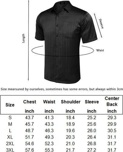 Vista 6 de COOFANDY Camisas de vestir de seda de manga corta para hombre, camisas casuales de satén con botones y bolsillo, para fiesta, graduación, boda