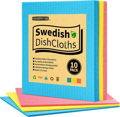 Vista 14 de Paños de cocina suecos, paquete de 18 paños de cocina multicolor, paños absorbentes para cocina, paños de esponja de celulosa multiusos, toallas