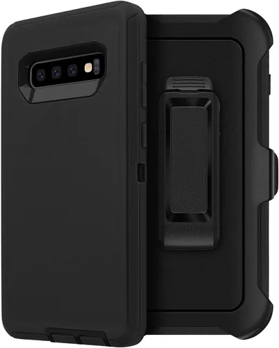 Vista 8 de AICase Funda para Galaxy S10 Plus, protección contra caídas, cuerpo completo, resistente, a prueba de golpes, caídas, polvo, capa protectora Negro