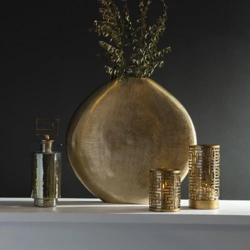 Vista 2 de Uttermost Gretchen - Jarrón moderno dorado acanalado de 23 pulgadas de alto