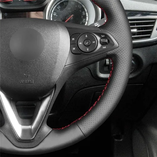 Vista 5 de HATHWAY Fit for Vauxhall Zafira (C) 2016-2018,Car Steering Wheel Cover,Car Black Steering Wheel Cover,Car Hand-Sewn Steering Wheel Cover