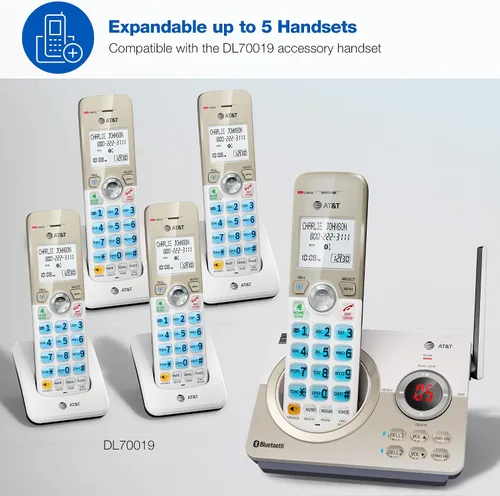 Vista 9 de AT&T DL72219 DECT 6.0 - Teléfono inalámbrico de 2 auriculares para el hogar con conexión a celular, bloqueo de llamadas, pantalla retroiluminada