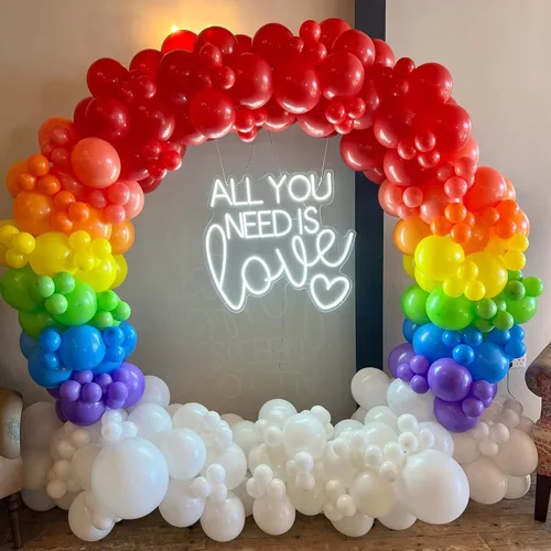 Vista 4 de Kit de arco de globos de arco iris: 175 globos de fiesta, globos para fiesta de cumpleaños, globos de colores surtidos, globos de fiesta para niños