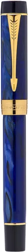 Vista 5 de Jinhao 100 - Pluma estilográfica clásica de celuloide de mármol azul, punta extrafina con convertidor y estuche para bolígrafos